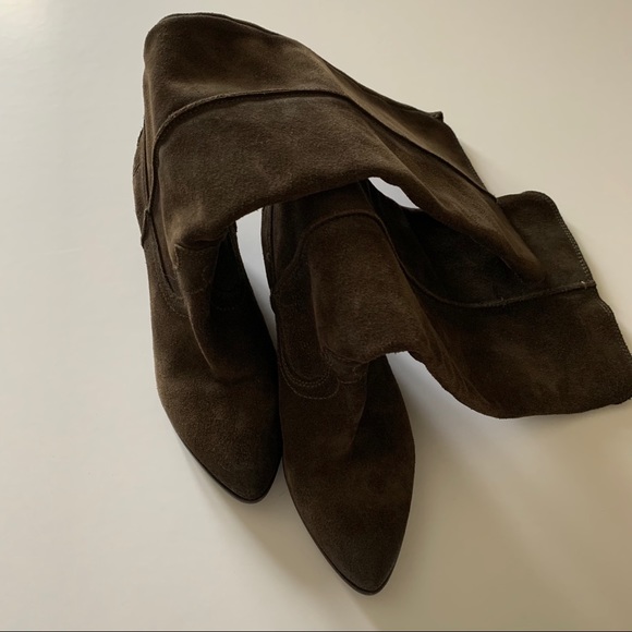 Frye Suede Pull on boots-Size 7.5-Dark Olive/Brown - Picture 2 of 7